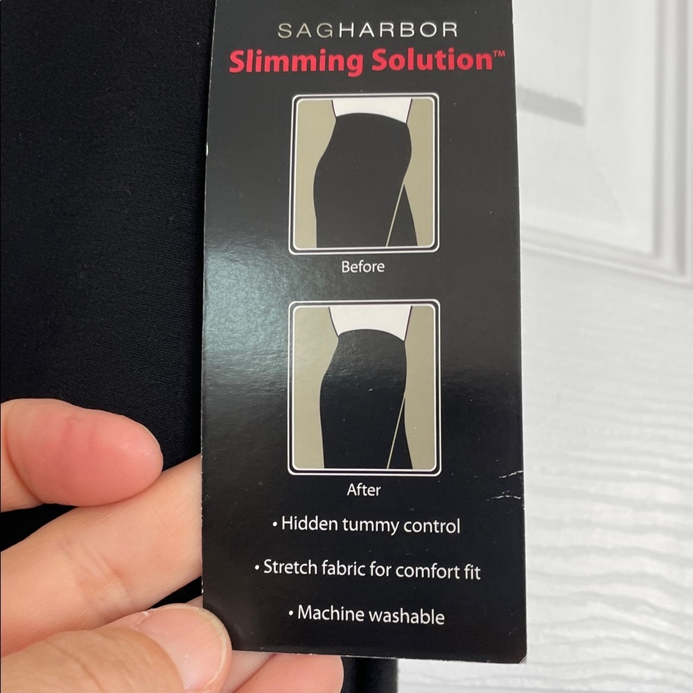 Sag Harbor Slimming Solution Stretch 16P Black straight leg Pants flat front - Picture 5 of 10